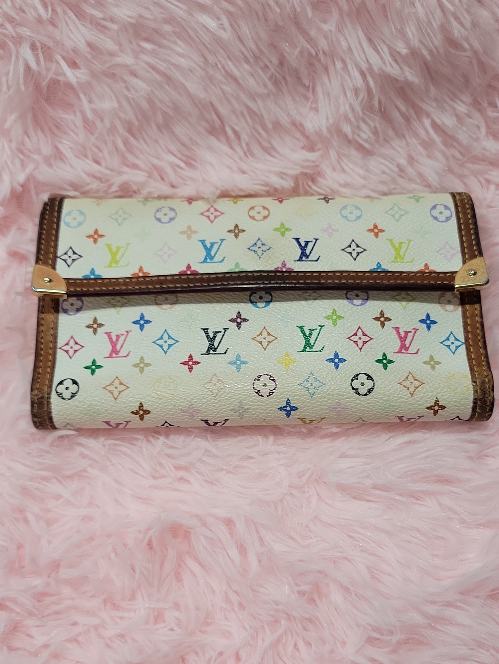 Louis Vuitton Multicolor White Canvas Continental Wallet